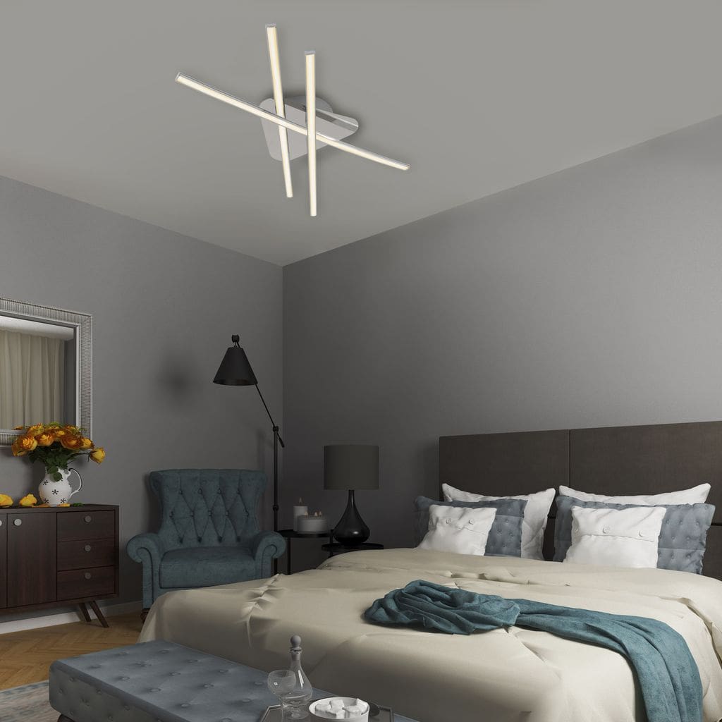 LED Design Deckenlampe 3-flammig Deckenlampe modern Wohnzimmer matt-nickel 24W Milieu-2 BKL1160