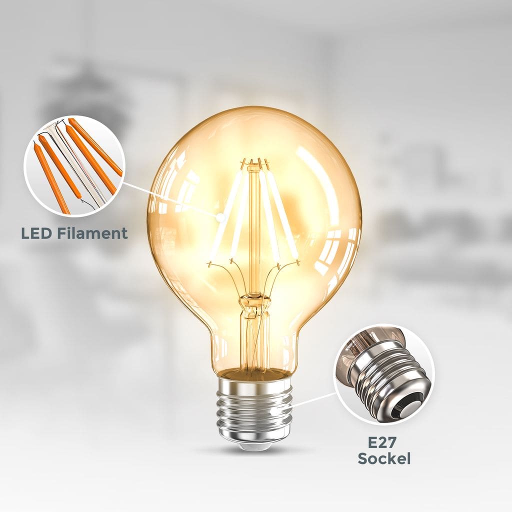 2x LED Leuchtmittel Filament Vintage Industrie  E27 Retro Gluehbirne G80 4W 320lm Detailbild  BKL1400