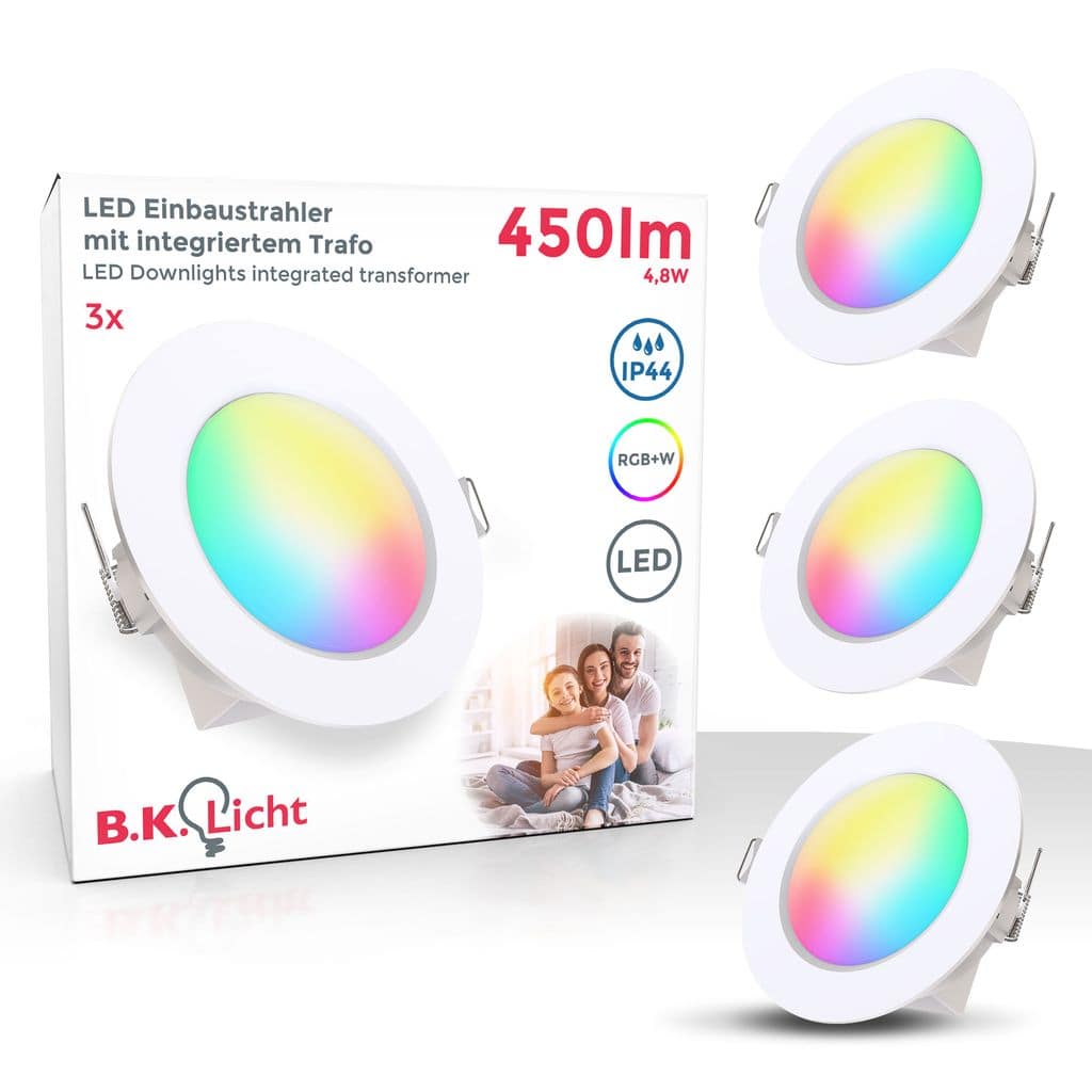 3er-Set RGB-W-LED Einbauleuchten, , weiß,3xLED 4,8W