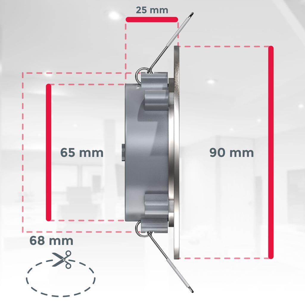 6x LED Einbauspots dimmbar Bad IP44 Einbau-Leuchte 5W Spot Strahler flach 49W Maße BKL1283