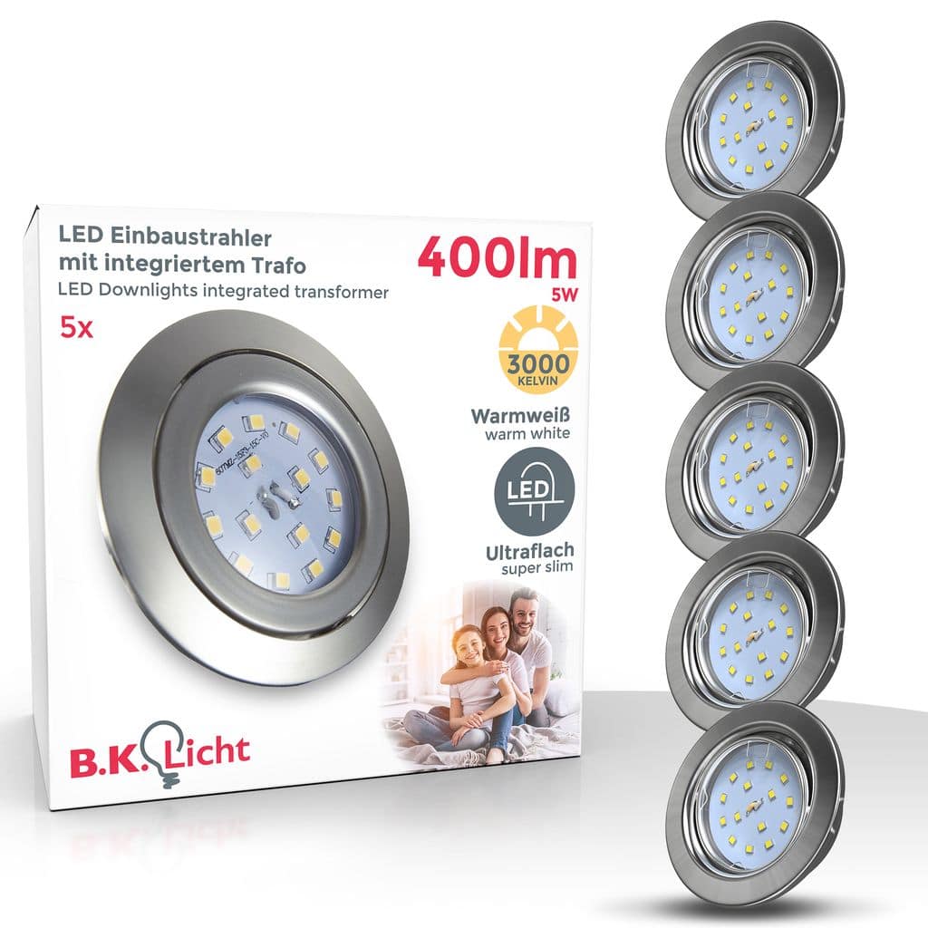 LED Einbau-Strahler Deckenlampe Spots 5er Set Einbauleuchte ultra-flach 5W Schwenkbar 400lm EU-Produktdatenblatt BKL1109