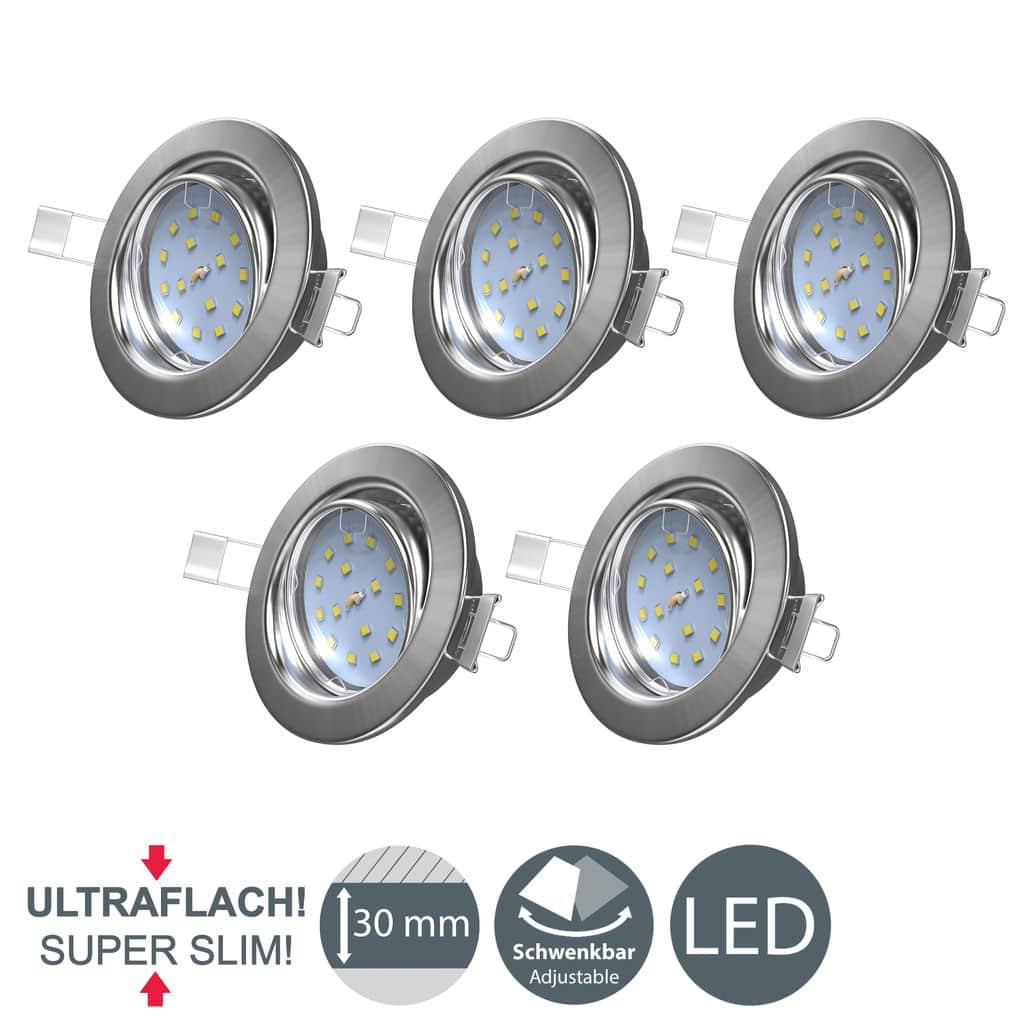 LED Einbau-Strahler Deckenlampe Spots 5er Set Einbauleuchte ultra-flach 5W Schwenkbar 400lm Titelbild BKL1109