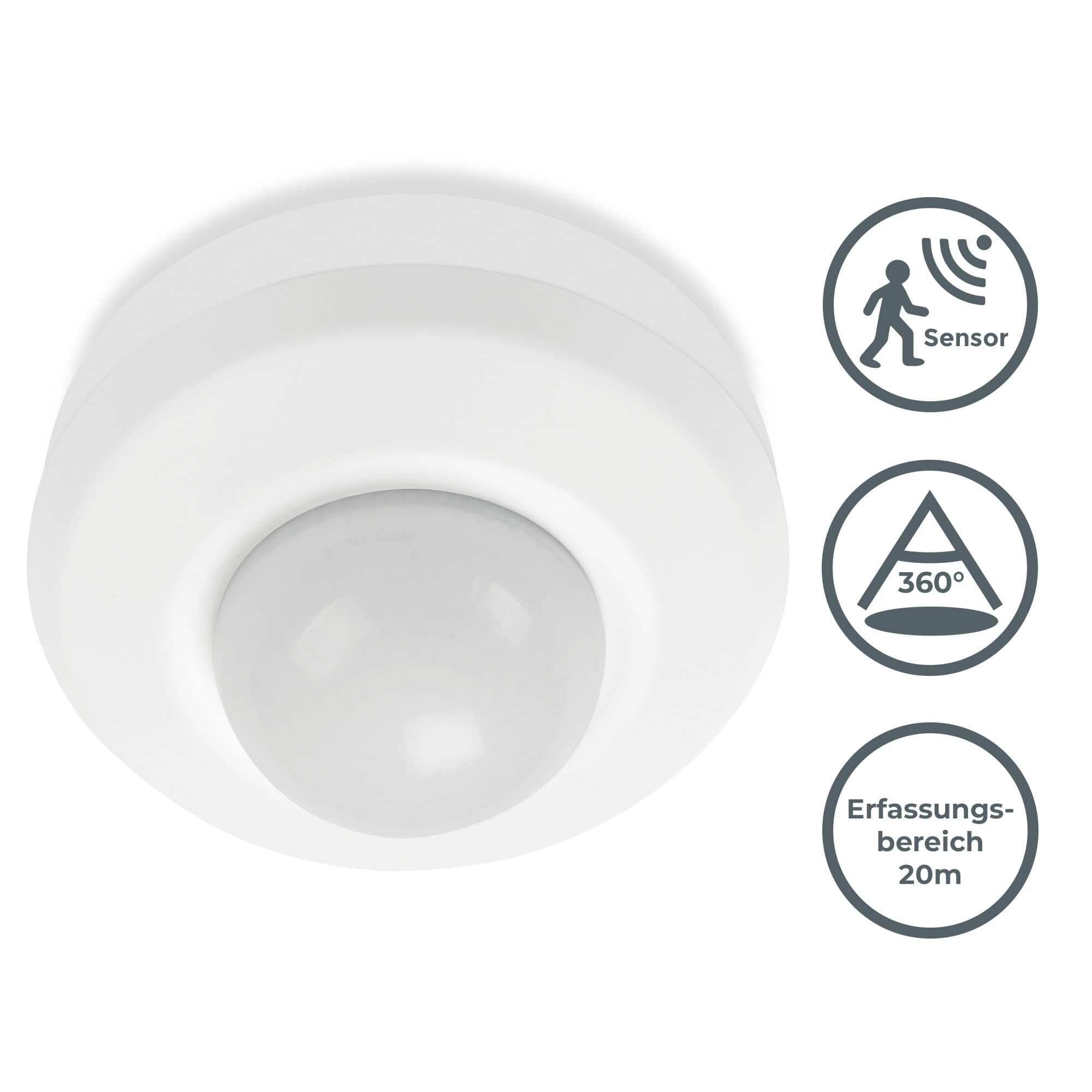 Bewegungsmelder 60x30mm - Bewegungssensor aussen zum Einbau und Aufbau mit Dauerlichtfunktion Dämmerungssensor Timer IP44 I weiß - 1