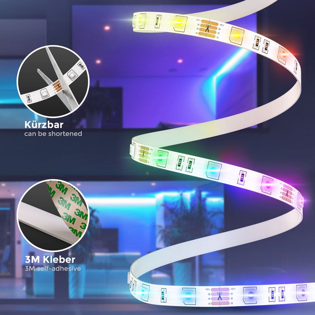 3m LED Band Stripe RGB Sternenlicht-Streifen  5050 Leiste Farbwechsel selbstklebend 12W Detail-1 BKL1426