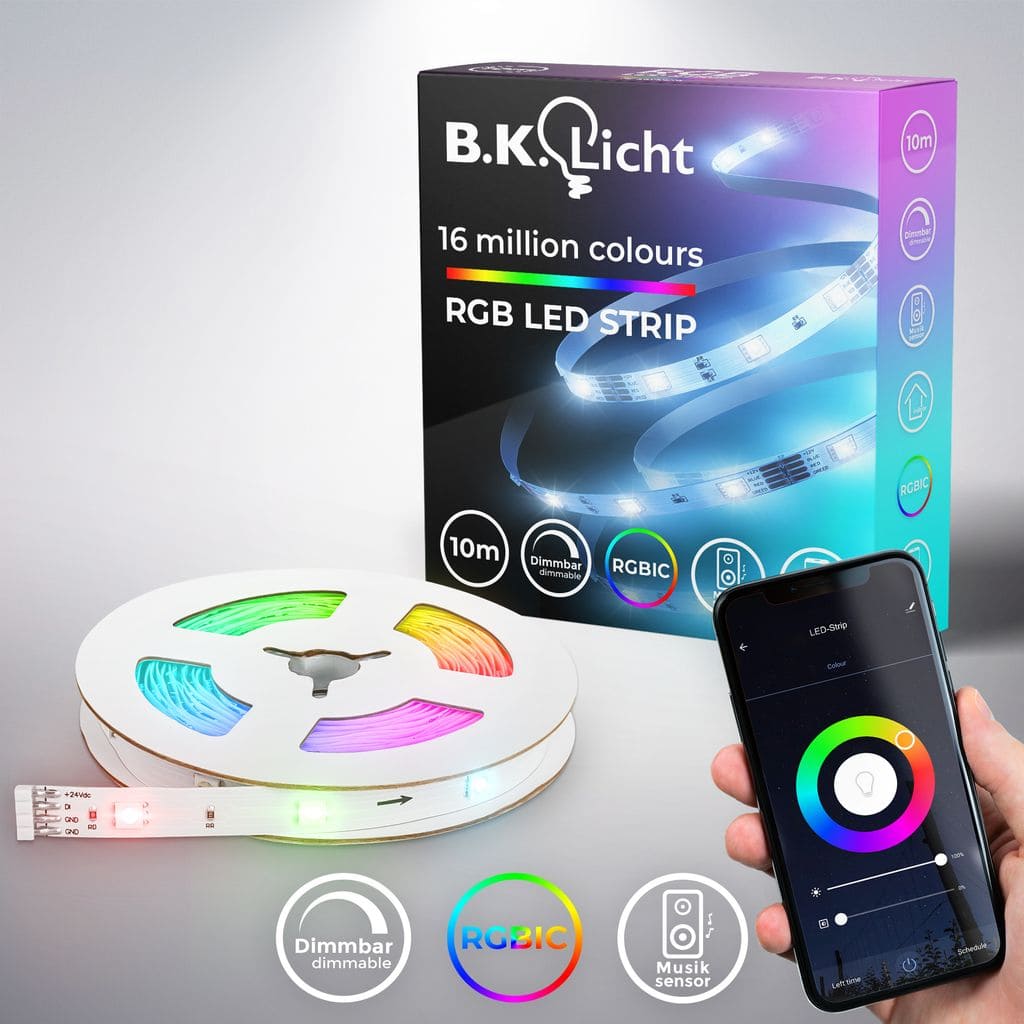 LED Streifen 10 m - smart, dimmbar, Farbwechsel, Sprachsteuerung, Magic RGB