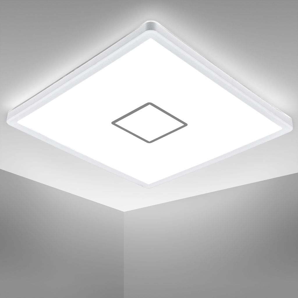 Deckenleuchte Ø29,3 cm - 18W, 2400lm, LED, neutralweiß, quadratisch, silberfarbig