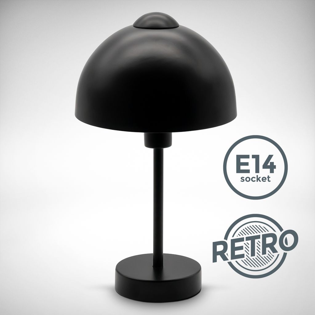 LED Tischleuchte Design Metall Retro Schwarz E14 Matt Tischleuchte Schlafzimmer  Titelbild BKL1529