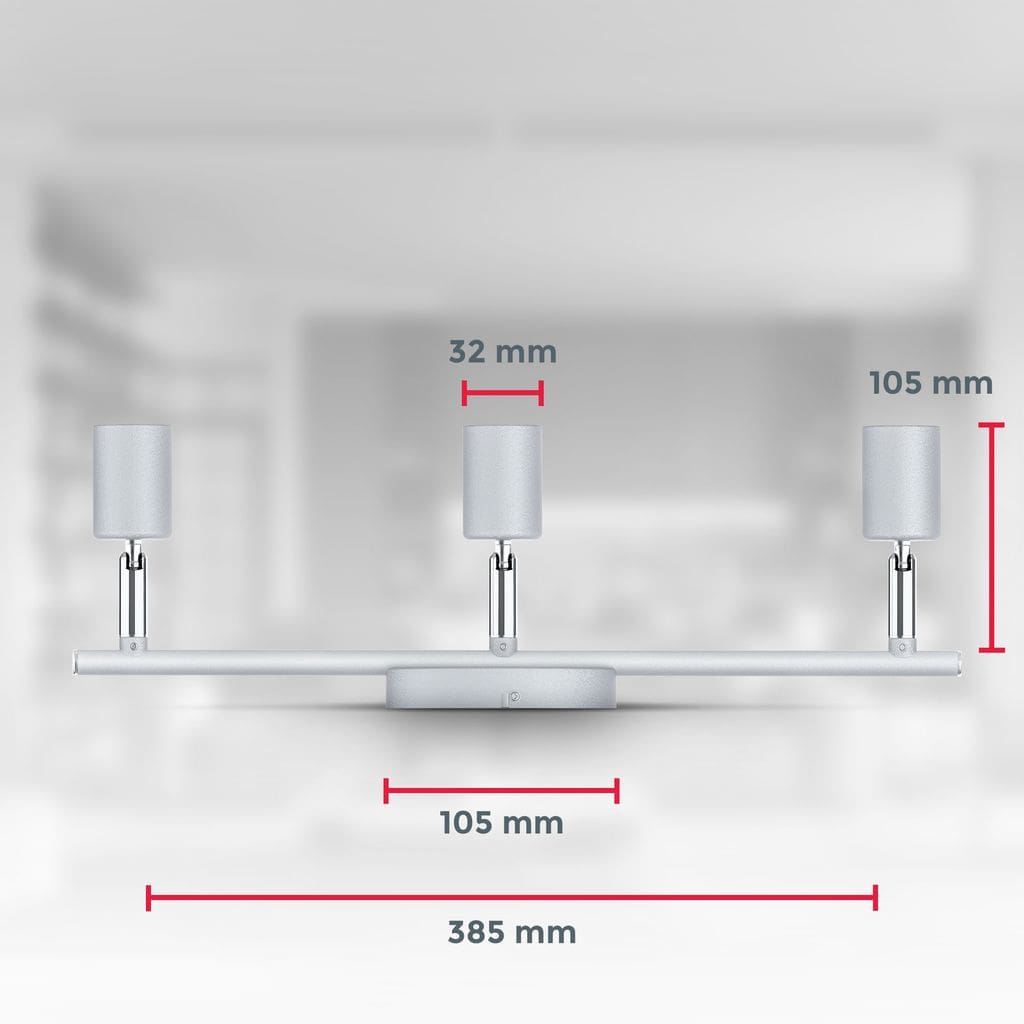 LED Deckenleuchte Wohnzimmer GU10 Spot-Leuchte Deckenlampe Buero 3-flammig Kueche 250lm Maße 30-01-03-T