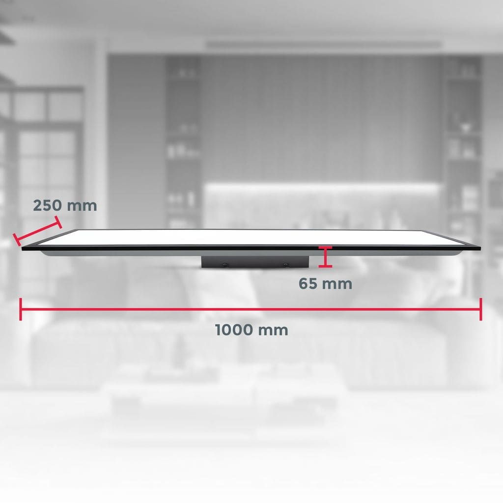 LED Panel Deckenleuchte CCT flach dimmbar Wohnzimmer Schlafzimmer Slim Schwarz 24W Maße BKL1498