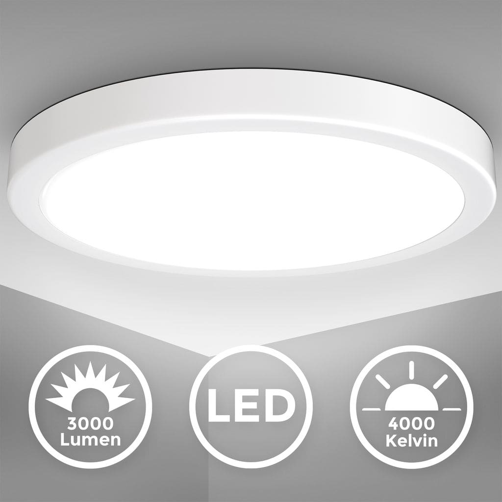 LED Deckenleuchte Weiss Wohnzimmer Flurleuchte 24WWarmweiss IP20 24W Titelbild BKL1538