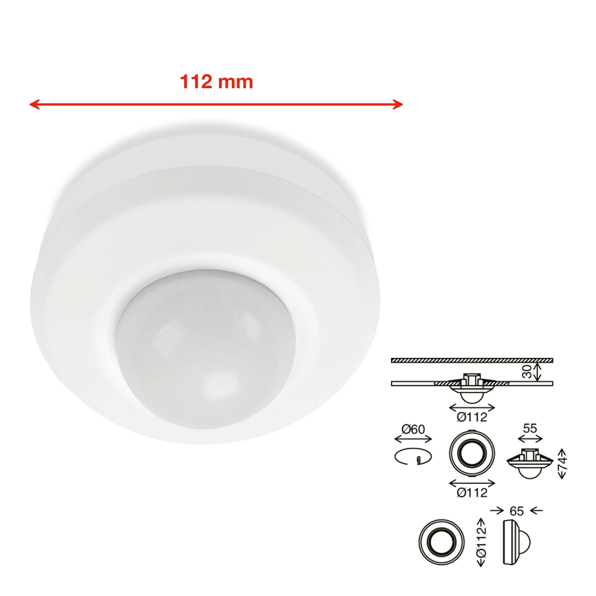 Bewegungsmelder 60x30mm - Bewegungssensor aussen zum Einbau und Aufbau mit Dauerlichtfunktion Dämmerungssensor Timer IP44 I weiß - 5