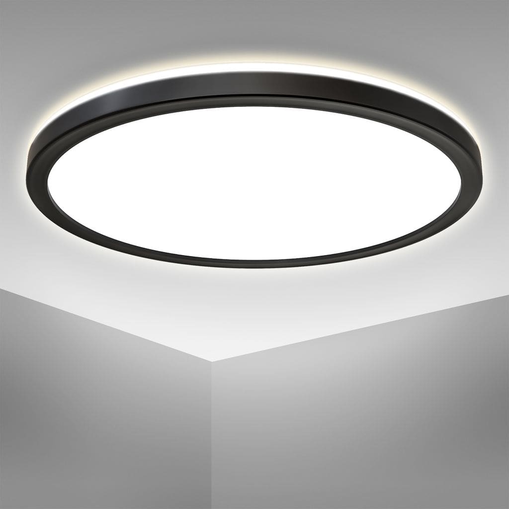 LED Deckenleuchte ultraflach Panel indirektes Sternenlicht Flur 18W Schwarz 2400lm Freisteller-02 BKL1329