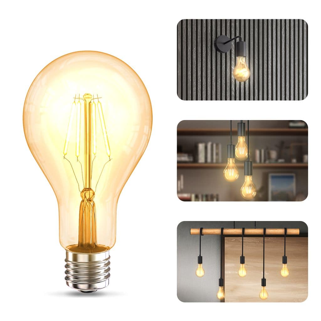 2x LED Leuchtmittel Filament Vintage Industrie  E27 Retro Gluehbirne ST64 4W 360lm Collage  BKL1404