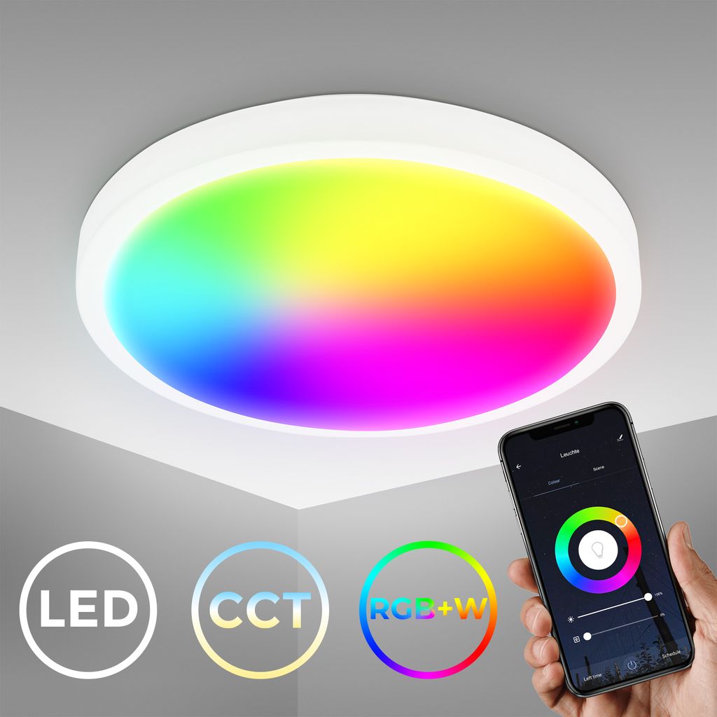 Smart LED Deckenlampe rund mit Backlight - 27x6cm  - Wifi Deckenleuchte dimmbar RGB-CCT 20W 2100lm Sprachsteuerung Fernbedienung Bluetooth | weiß