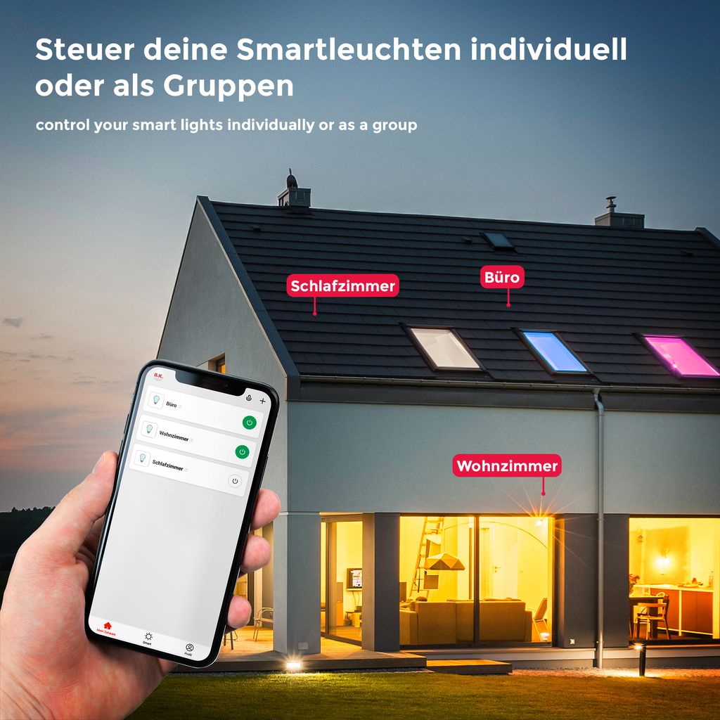 LED WiFi Deckenleuchte Stoffleuchte SmartRGB CCT 30W 49cm App Fernbedienung 3200lm Gruppensteuerung   BKL1477