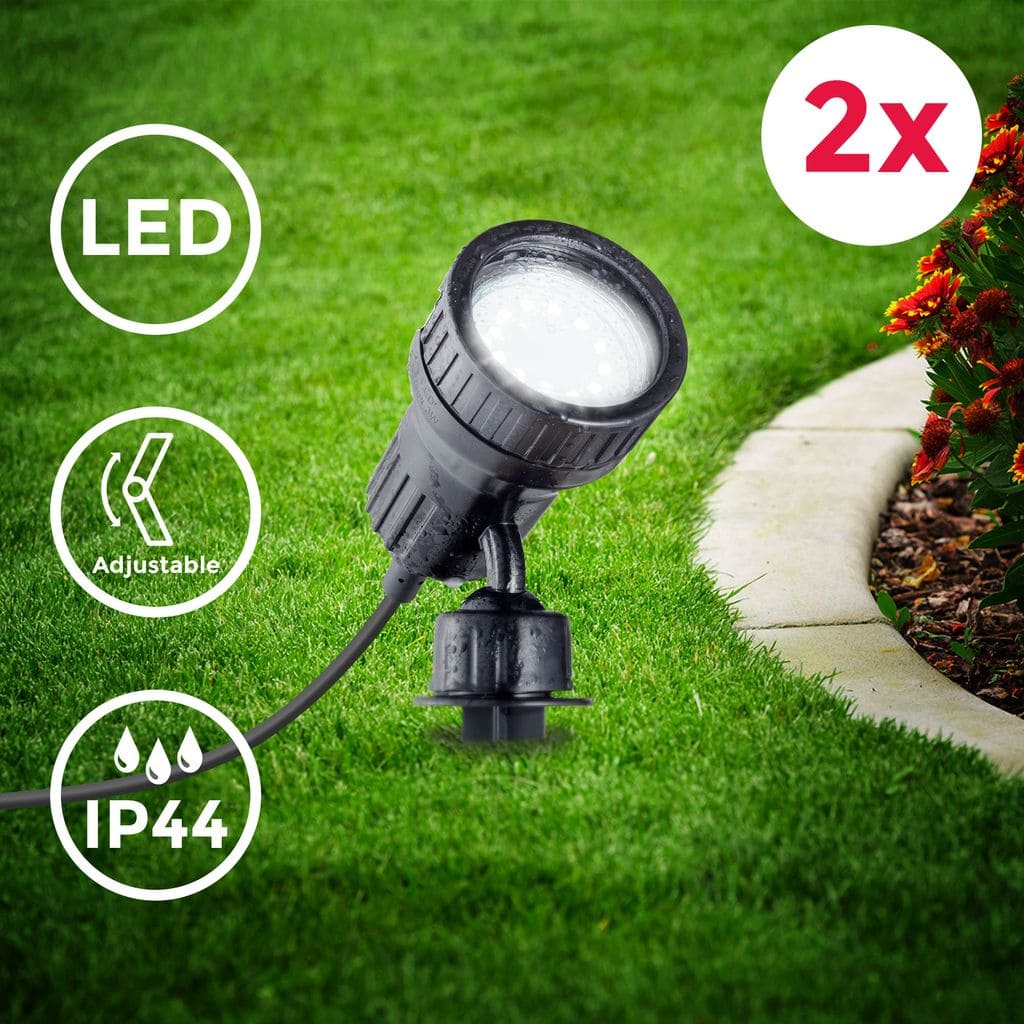 2x Gartenstrahler LED Erdspiess IP44 Aussenstrahler Halogen Strahler Spiessstrahler  Titelbild BKL1083