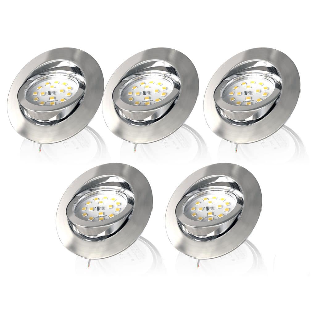 Einbauspot 68mm 5er Set - 230V, 5,5W, 470lm, LED, dimmbar, warmweiß, matt-nickel