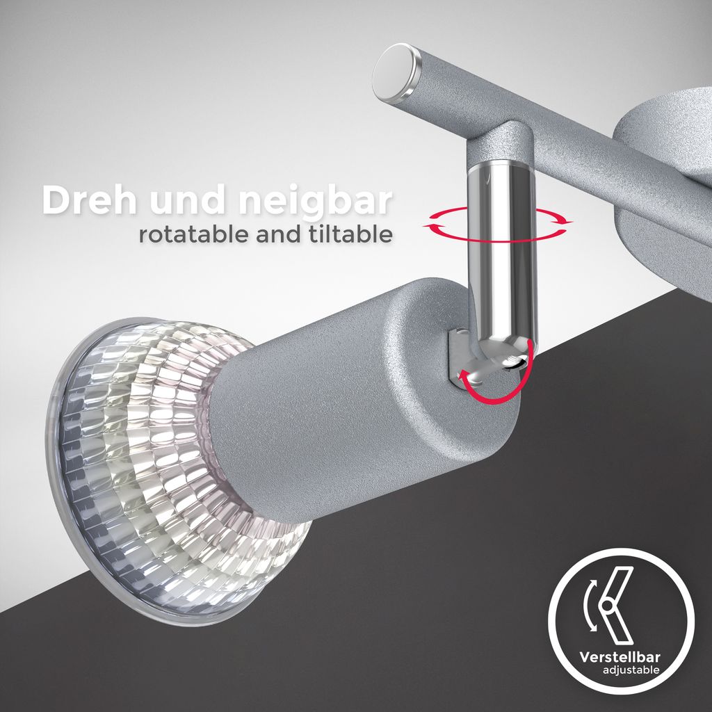 LED Deckenleuchte Wohnzimmer schwenkbar GU10 Metall Deckenlampe Spot Leuchte 2-flammig 250lm Detail-2 30-01-02-T