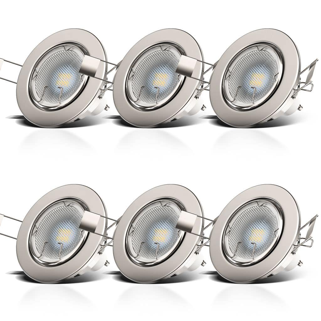 Einbauspot 68mm 10er Set - GU10, 5W, 400lm, LED, warmweiß, matt-nickel