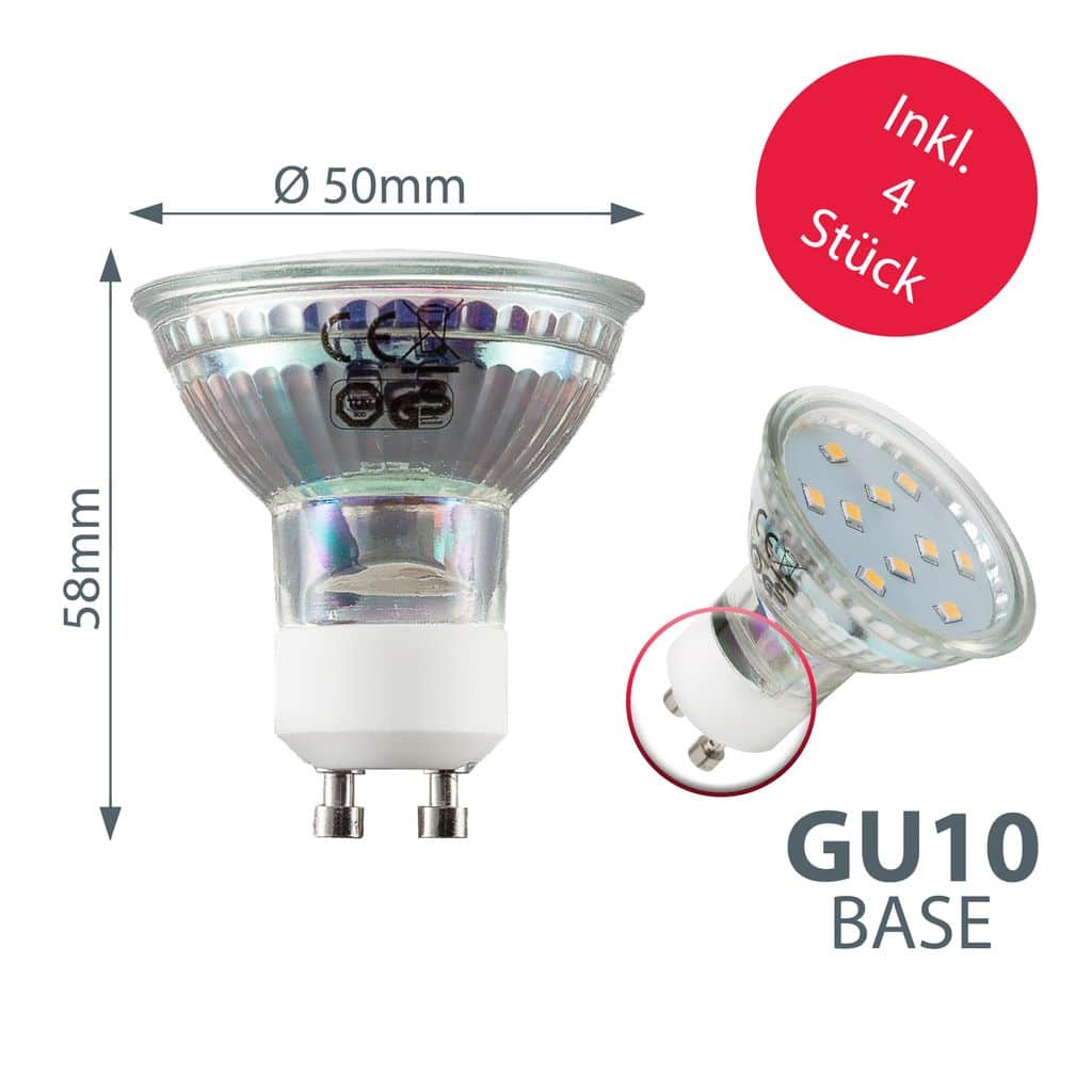 LED Deckenlampe rund Metall Glas Wohnzimmer Strahler 3-flammig GU10 250lm Masse-Leuchtmittel  BKL1077