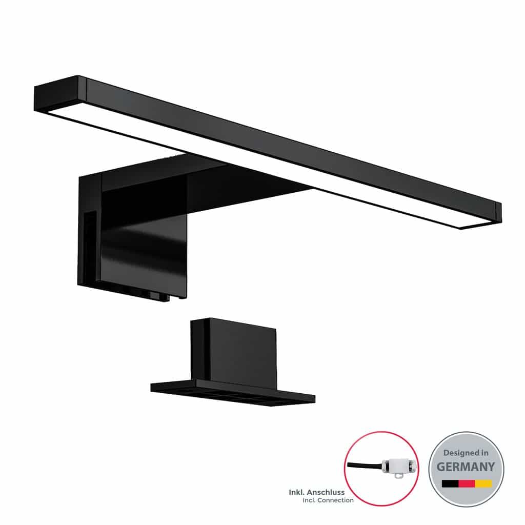 LED Bad Spiegelleuchte Badezimmer Beleuchtung Aufbau IP44 Schminklicht Schwarz 650lm Titelbild BKL1405