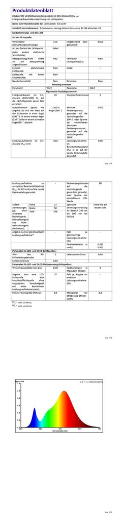 LED Unterbau-Leuchte  10W Kuechenleuchte Aufbau-Strahler Sternenlichtleiste Schrank silber 10W EU-Produktdatenblatt BKL1468