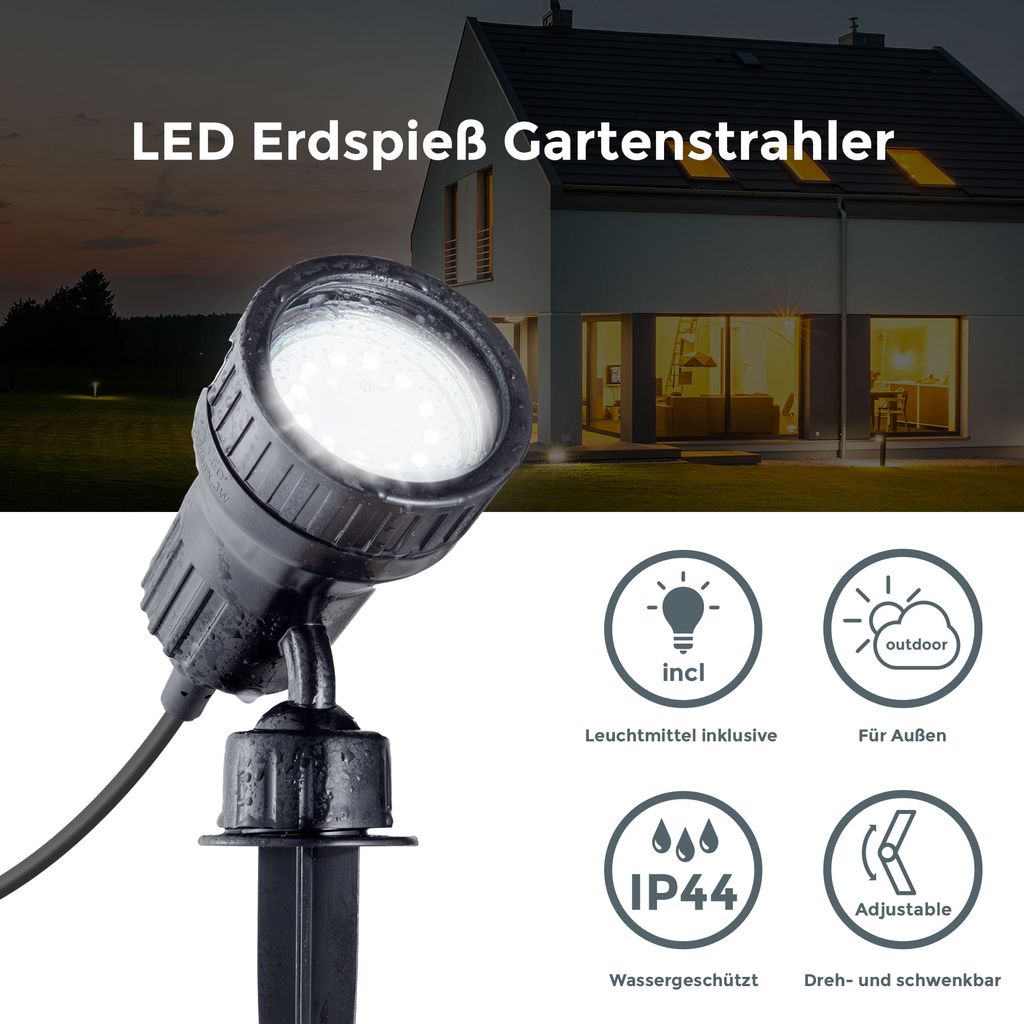 LED Garten-Strahler GU10 Erd-Spiess IP44Wandspot Aussen-Leuchte  Terrasse 3W  Detail-01  BKL1000