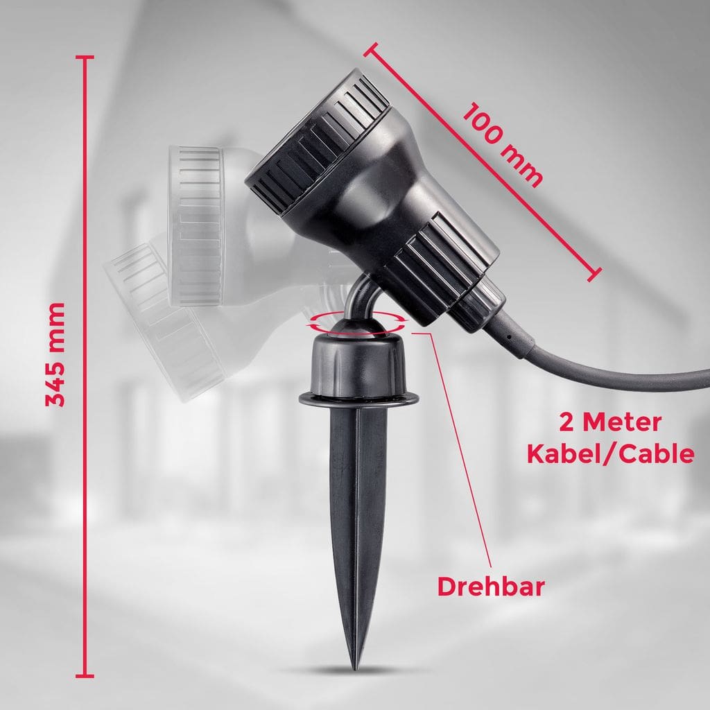 2x Gartenstrahler LED Erdspiess IP44 Aussenstrahler Halogen Strahler Spiessstrahler  Maße BKL1083