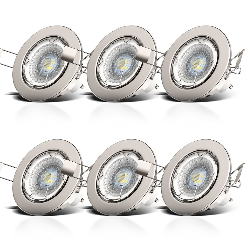 6x LED Einbaustrahler dimmbar schwenkbar Einbau-Leuchte Deckenlampe Spot 400lm Freisteller-01 10-04-06-S