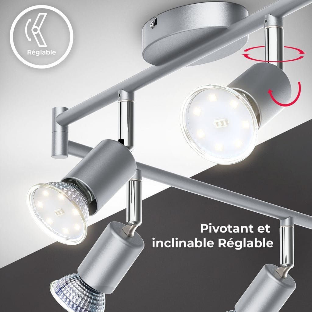 LED Deckenleuchte Wohnzimmer schwenkbar GU10 Metall Deckenlampe Spot Leuchte 6-flammig 250lm EU-Produktdatenblatt 30-01-06-T