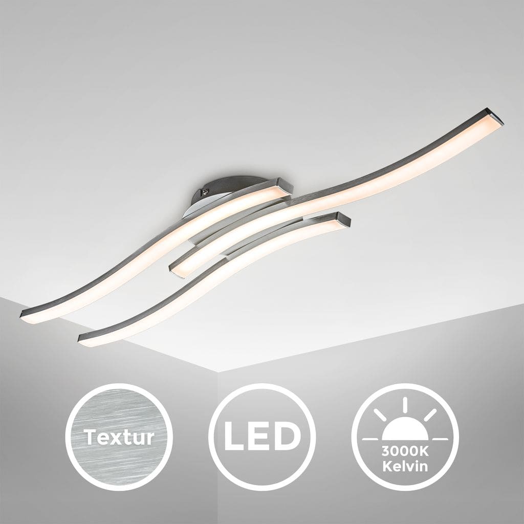 LED Design Deckenleuchte Wohnzimmer modern Acryl Weiss Aluoptik 6W 18W Titelbild BKL1298