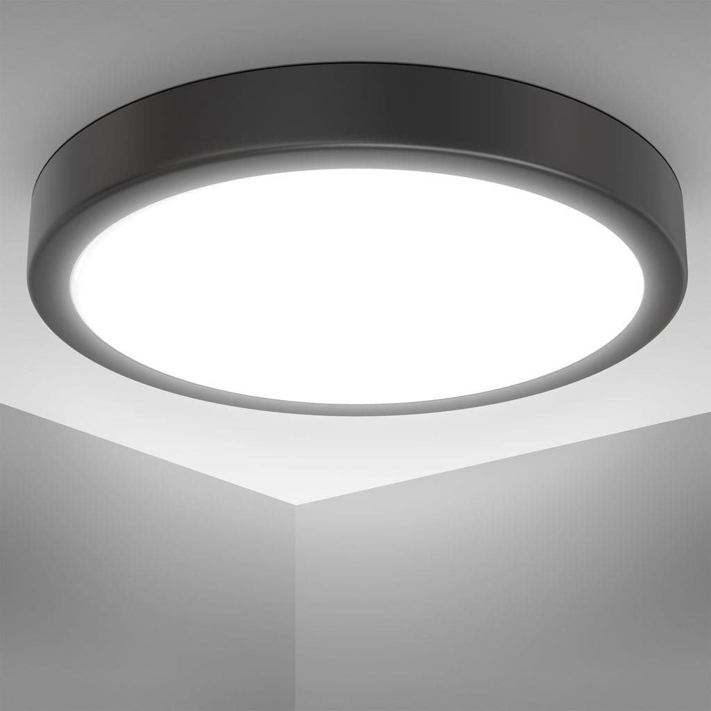 LED rund Deckenleuchte Flur Kuechenleuchte 18W Wohnzimmer 28cm Schwarz 185W Freisteller-02 BKL1520