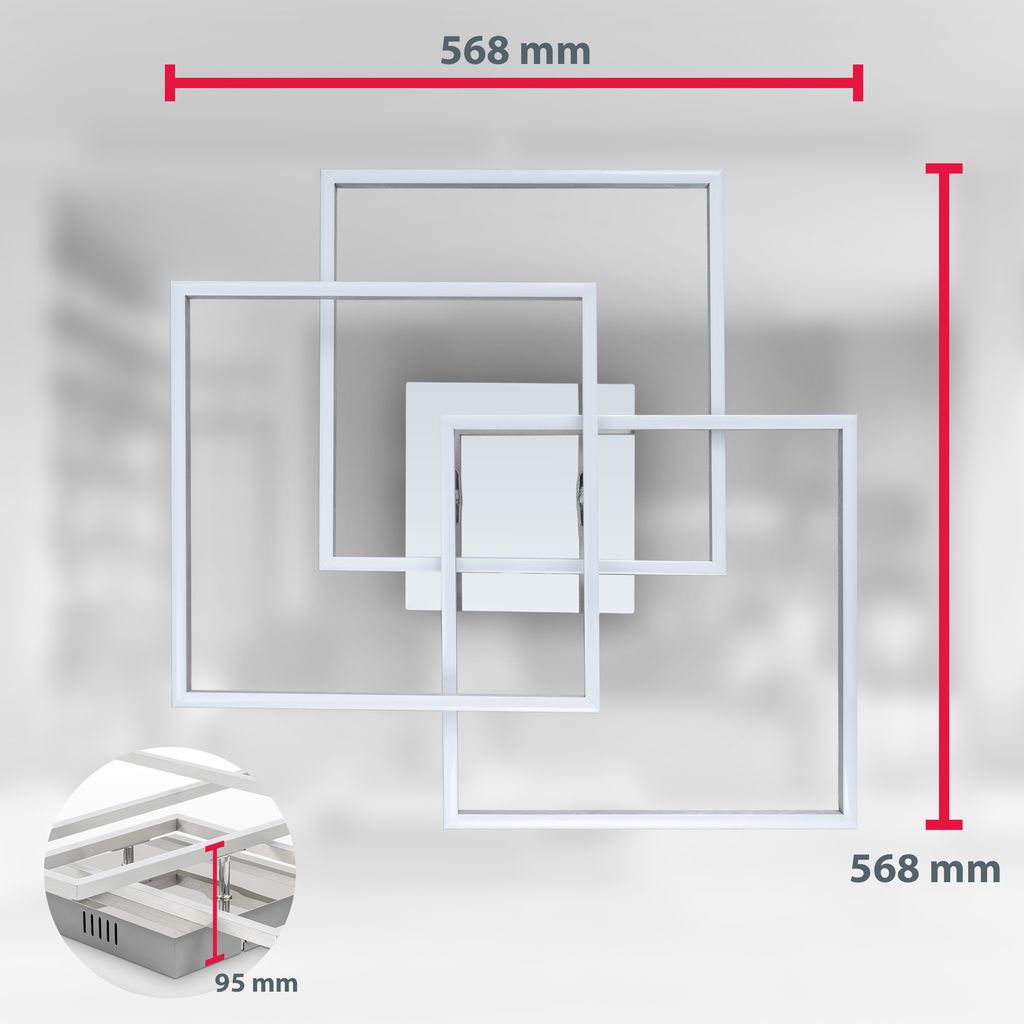 LED Deckenleuchte Buero-schwenkbar chrom-alu 40W Wohnzimmer Warmweiss 40W Maße BKL1504