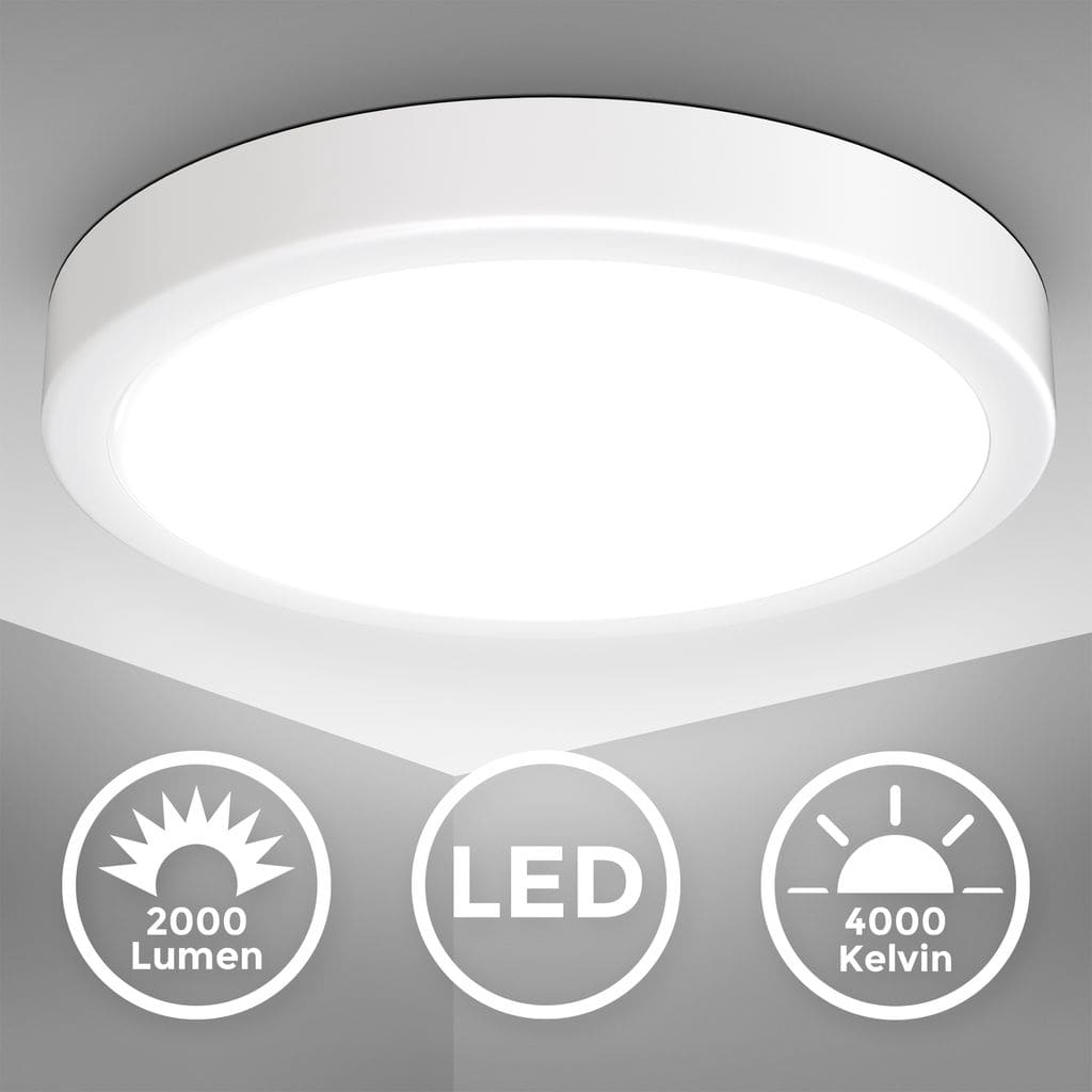 LED rund Deckenleuchte Flur Kueche 18W Wohnzimmer 28cm Weiss 185W Titelbild BKL1521