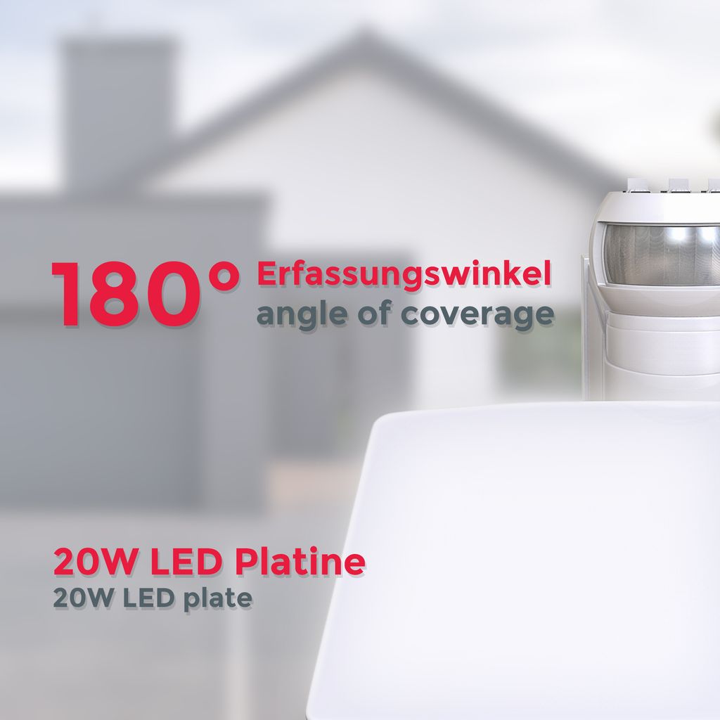 LED AussenleuchteWand-Leuchte Bewegungsmelder 20W Hausbeleuchtung Sensor IP44WEISS 20W Detail-03  BKL1290