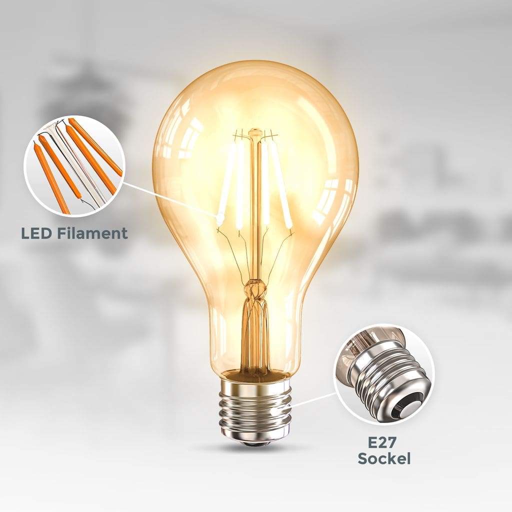 2x LED Leuchtmittel Filament Vintage Industrie  E27 Retro Gluehbirne ST64 4W 360lm Detailbild  BKL1404