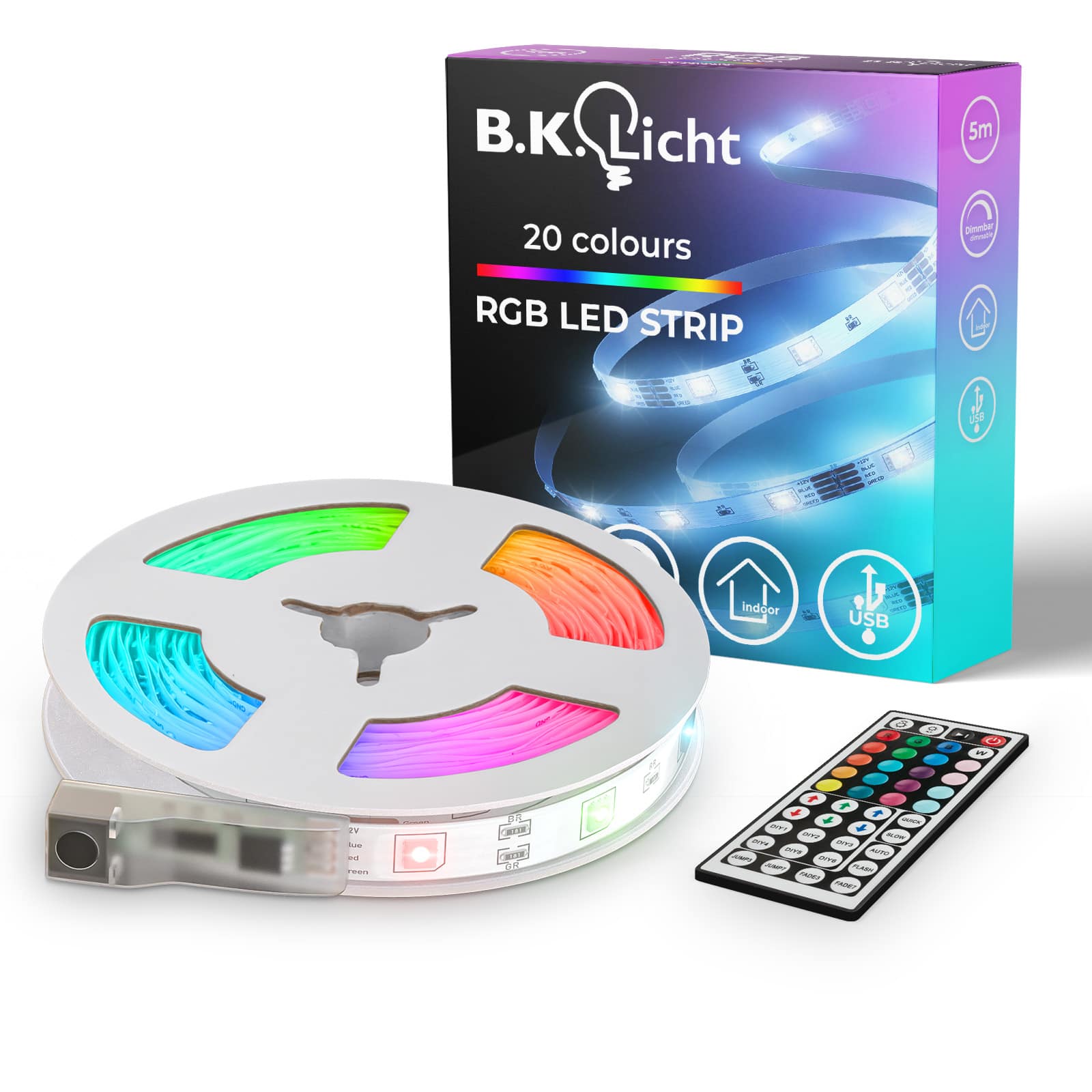 B.K.Licht RGB LED Streifen USB 5V 5m BKL1561