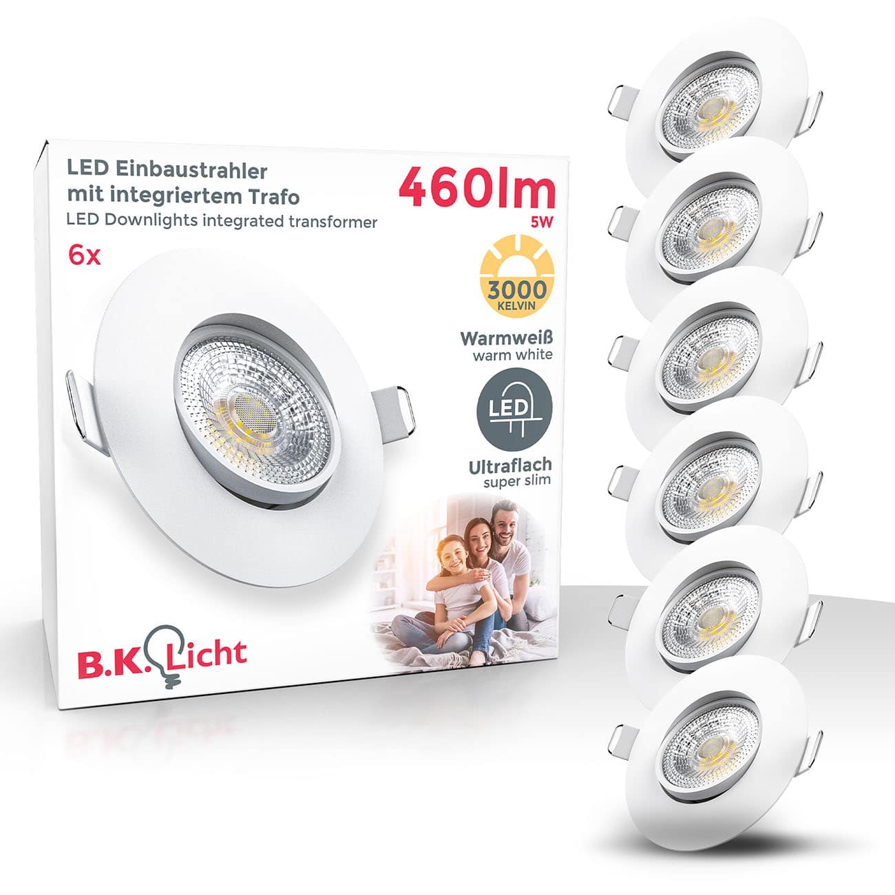 B.K.Licht 6x LED Einbaustrahler weiß BKL1249 5W