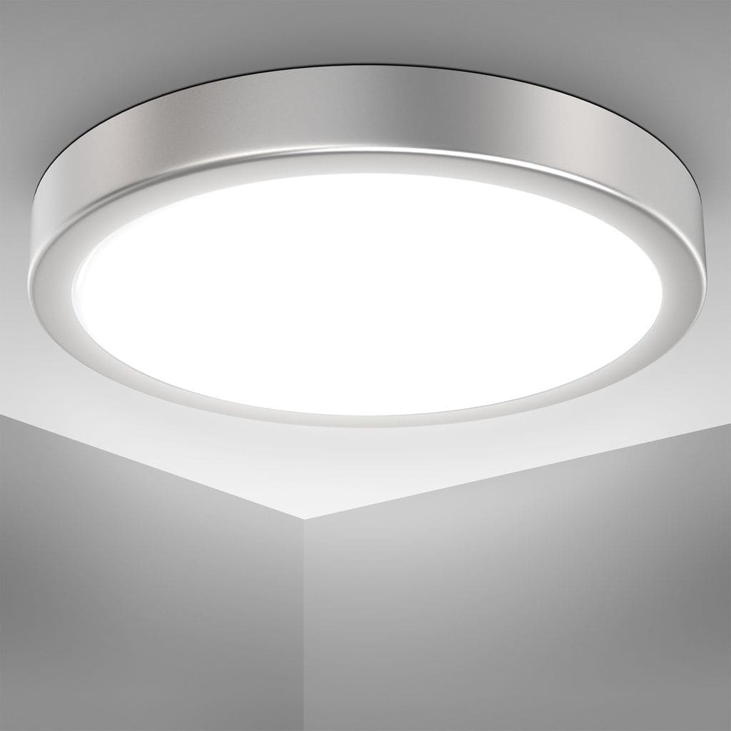 LED Deckenleuchte rund Flur Kuechenleuchte 18W Wohnzimmer 28cm Silber 185W Freisteller BKL1519