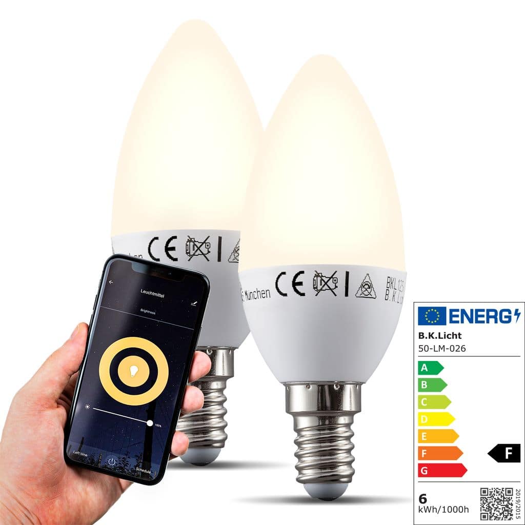 LED Smart Leuchtmittel WiFi  dimmbar Birne E14 Alexa Google 55W Smart Home 470lm Freisteller-02 BKL1257