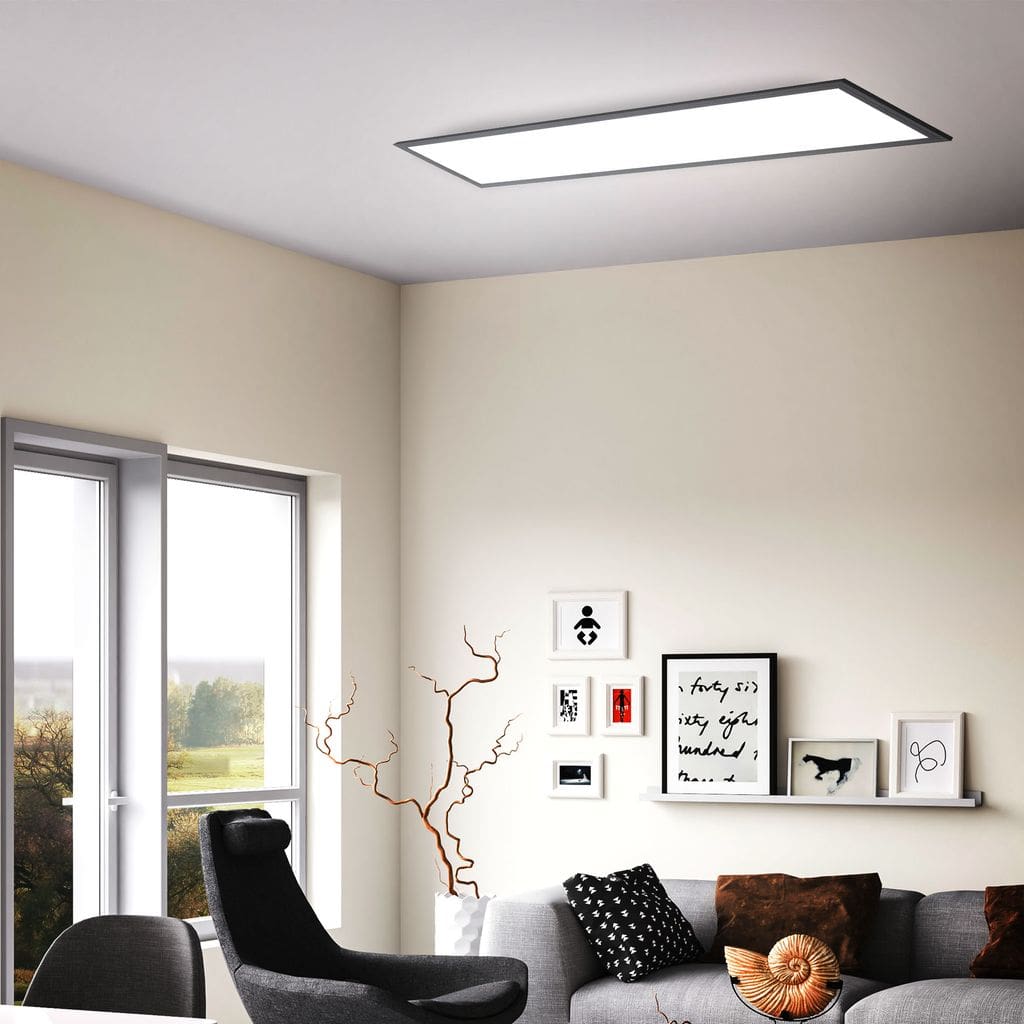 LED Panel Deckenleuchte CCT flach dimmbar Wohnzimmer Schlafzimmer Slim Schwarz 24W Milieu-2 BKL1498