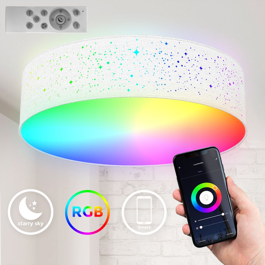 LED StoffleuchtedeckenleuchteWifi Smart RGB CCT 18W 39cm App Fernbedienung 2200lm Titelbild BKL1476