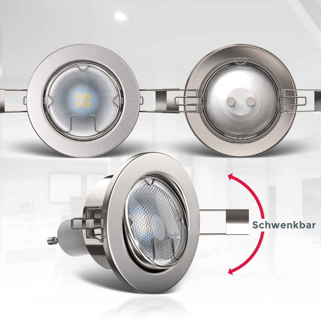 6x/10x LED Einbaustrahler schwenkbar nickel matt Deckenlampe Spot Einbau-Leuchte GU10 400lm Detail-3-4-5 BKL1034