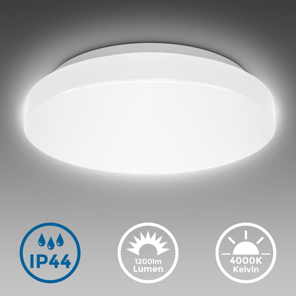 LED Deckenleuchte Bad rund Badezimmer- flach IP44 Schlafzimmer Kueche Flur  12W Titelbild-01 BKL1296