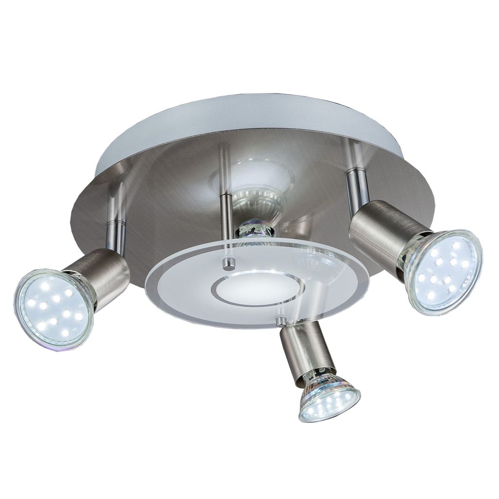 LED Deckenlampe rund Metall Glas Wohnzimmer Strahler 3-flammig GU10 250lm Freisteller BKL1077