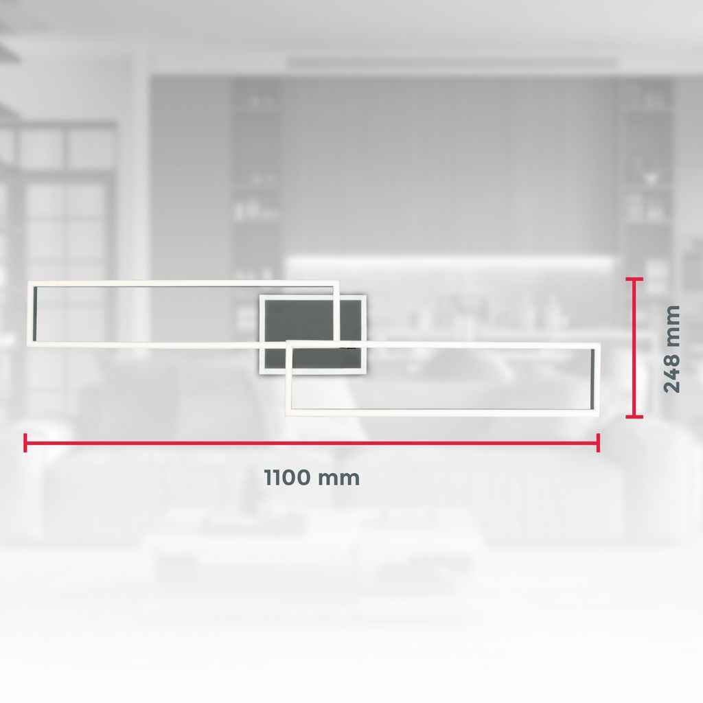 LED Deckenleuchte CCT Rahmenleuchte schwenkbar dimmbar Timer Nachttisch Sternenlicht 40W Alu 40W Maße-01 BKL1439