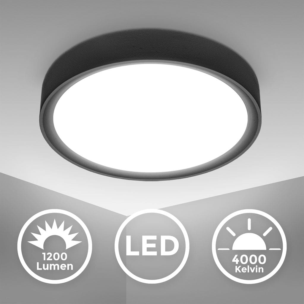 LED Deckenleuchte, schwarz matt, 1xLED-Platine/12W