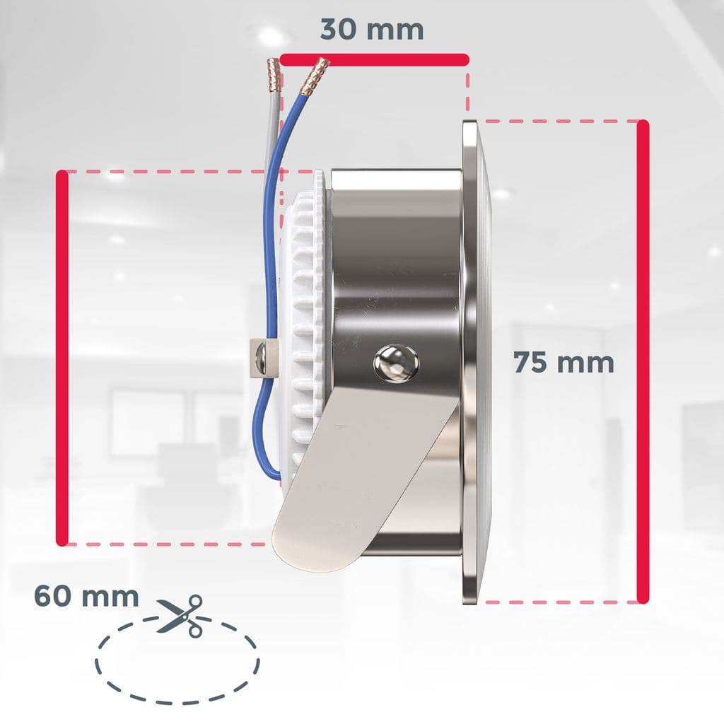 5x LED Einbaustrahler Badezimmer ultra-flach dimmbar IP44 Deckenlampe Spot 470lm Maße 20-04-05-S