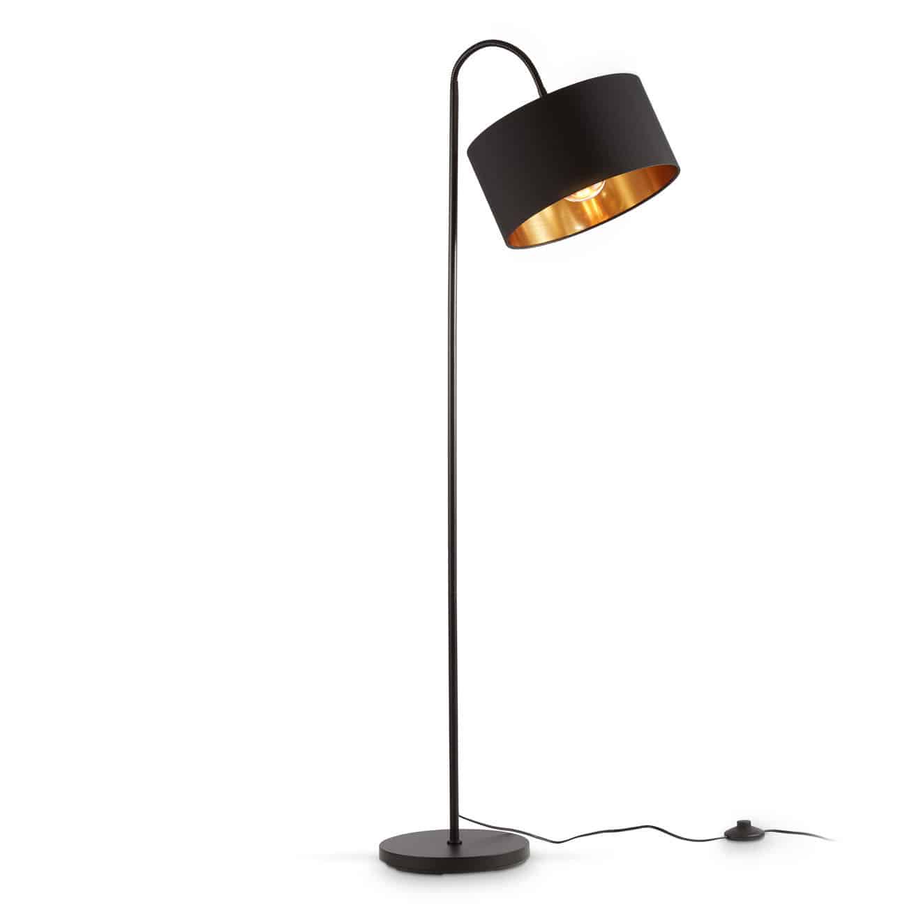 B.K.Licht Stoff-Stehlampe schwarz-gold BKL1417
