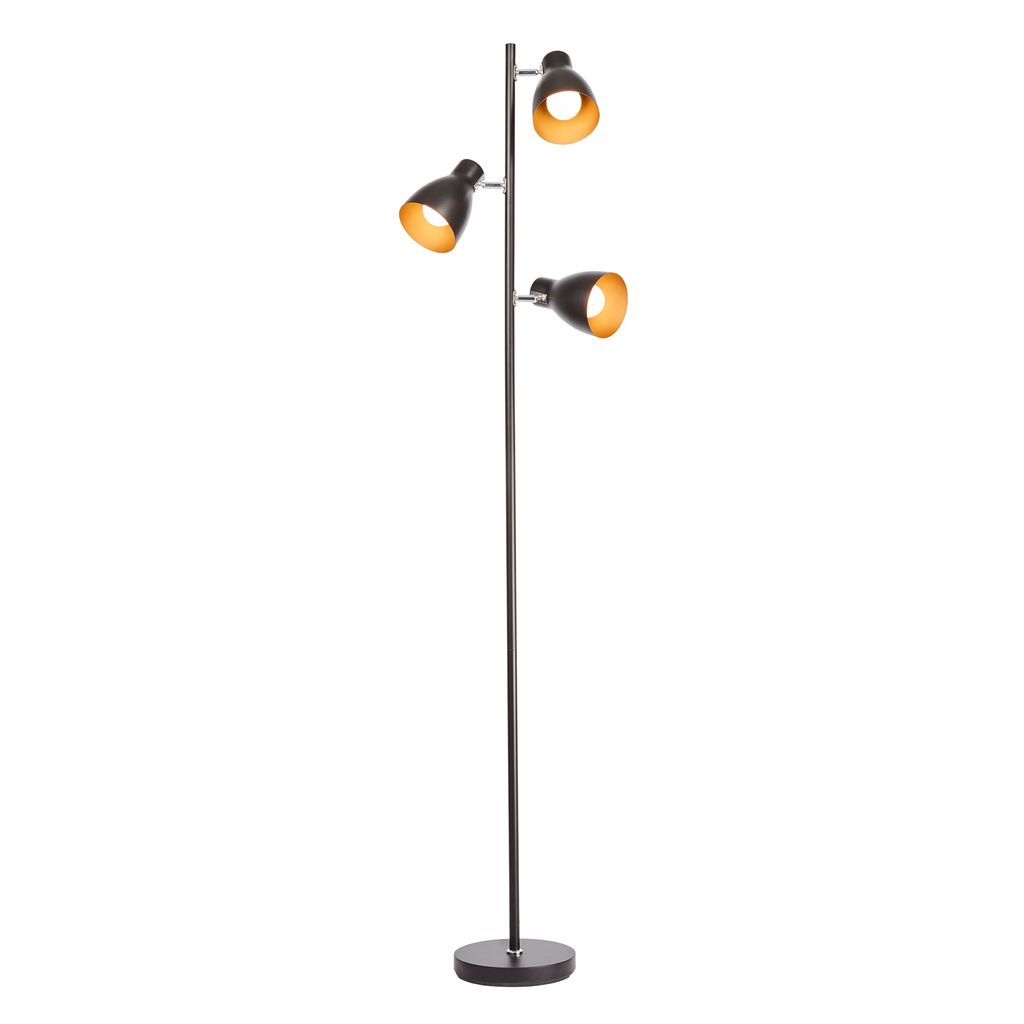 Stehlampe - Schalter, schwenkbar, E27 Fassung, max. 25W, Schwarz-Gold